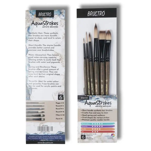 Brustro Aquastrokes Artist Brushes Set of 6 Brustro
